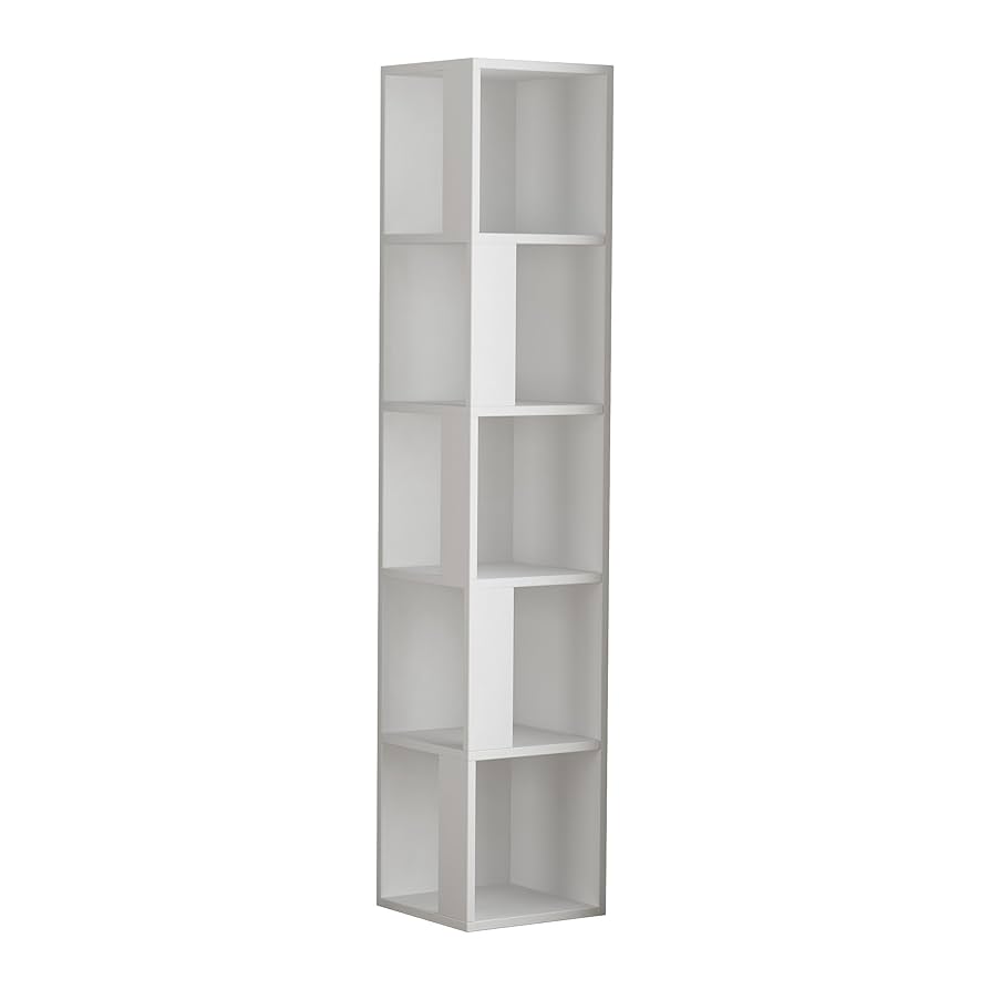 JV Home Piano Collection 64 Inch 5-Tier Corner Bookcase